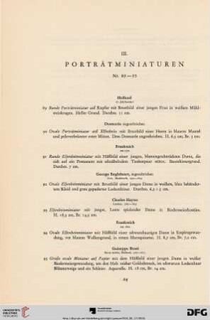III. Porträtminiaturen (Nr. 89-95)