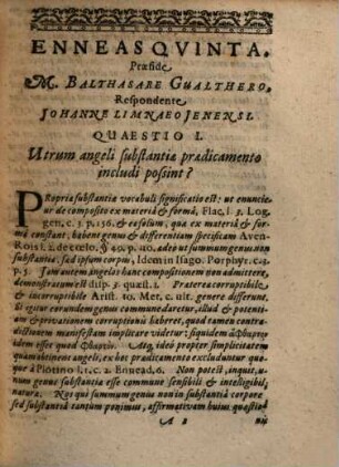 Quaestionum miscellarum Enneas Quinta, Ex Logicis, Physicis, Ethicis, Politicis pro renata depromta,