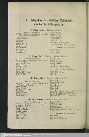 D. Lehrpersonal der städtischen Volksschulen und der Fortbildungsschulen