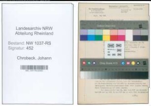 Entnazifizierung Johann Chrobeck , geb. 22.09.1893 (Orchestermusiker)