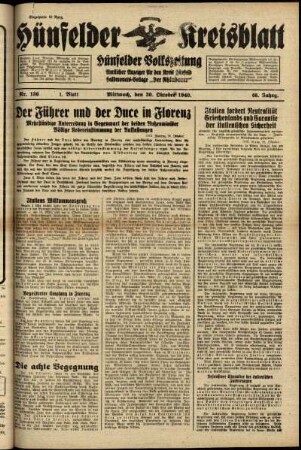 Erste Ausgabe vom Mittwoch, den 30. Oktober 1940.