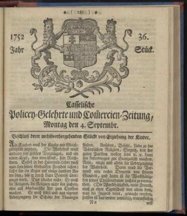 36. Stueck, Montag den 4. Septembr. 1752