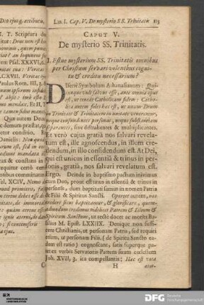 Caput V. De mysterio SS. Trinitatis.