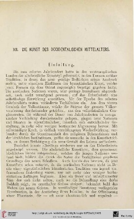 XII. Die Kunst des Occidentalischen Mittelalters