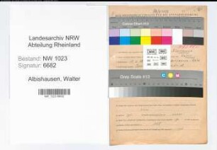 Entnazifizierung Walter Albishausen , geb. 15.06.1912 (Schaeftemacher)