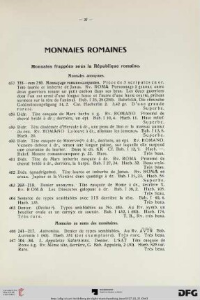 Monnaies Romaines (Nr. 457-1123)