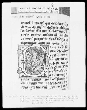 Psalter — Initiale D (ixit dominus), Folio 85verso