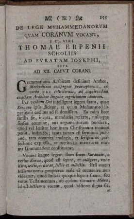 De lege Muhammedanorum Quam Coranum Vocant, ...