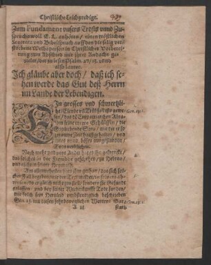 Zum Fundament unsers Trosts [...] der zu lesen Psalm. 27/ 13. unnd also lautet:
