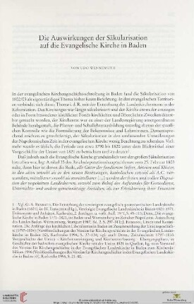 Die Auswirkungen der Säkularisation auf die Evangelische Kirche in Baden