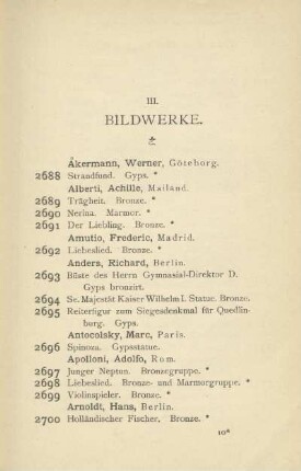 III. Bildwerke