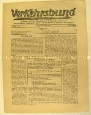 Mitteilungsblatt "Verkehrsbund" u.a. über die Tarifverhandlungen der Rheinschiffer