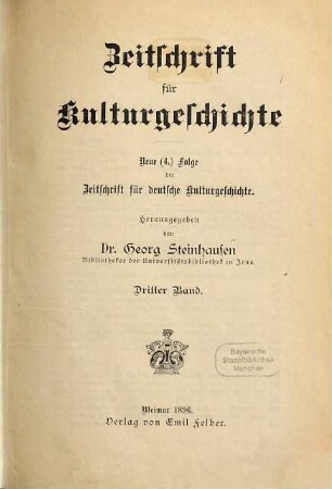 Zeitschrift für Kulturgeschichte, 3. 1896