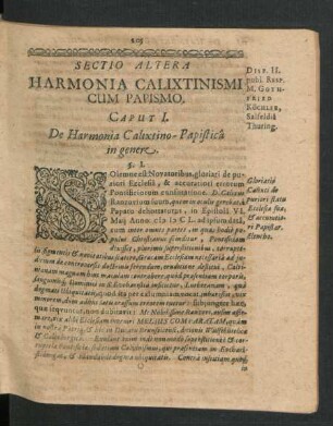 Caput I. De Harmonia Calixtino-Papistica in genere.