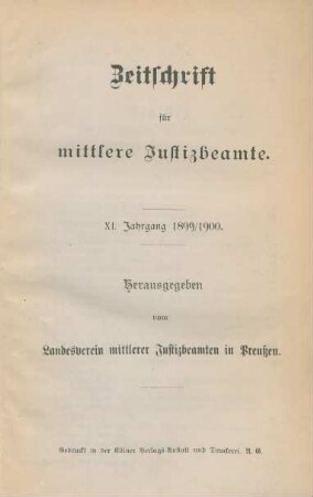 11.1899/1900: Zeitschrift für mittlere Justizbeamte