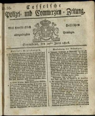 Nr. 58, Sonnabend, den 20sten Julii 1816