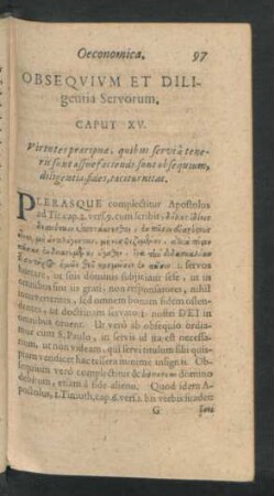 Obsequium Et Diligentia Servorum. Caput XV.