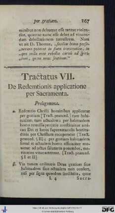 Tractatus VII. De Redemtionis applicatione per Sacramenta.
