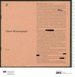 Programm 11. Monatsabschnitt 1959/1960