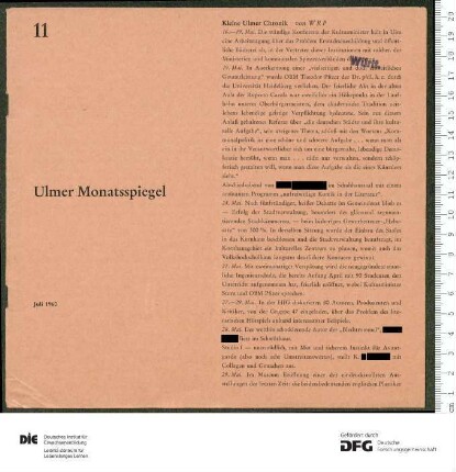Programm 11. Monatsabschnitt 1959/1960