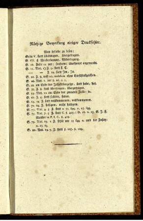 Nöthige Bemerkung einiger Druckfehler