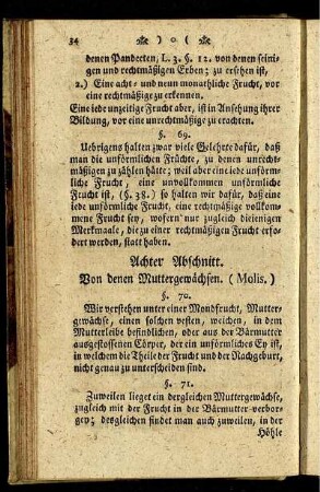 Achter Abschnitt. Von denen Muttergewächsen. (Molis.)