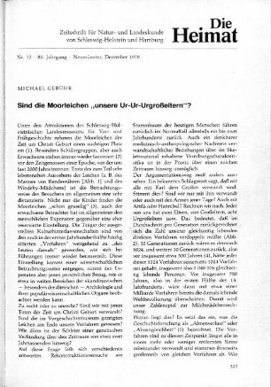 Sind Morrleichen unsere Ur-Ur-Großeltern?