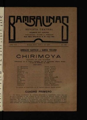 Chirimoya : sainete en dos cuadros