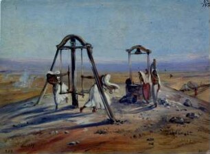 Frauen bei einem Brunnen an der Straße von Zamora nach Guadalajara