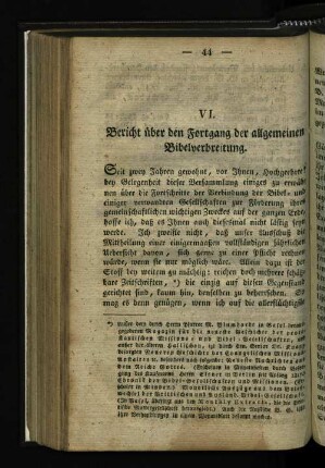 VI. Bericht über den Fortgang der allgemeinen Bibelverbreitung.