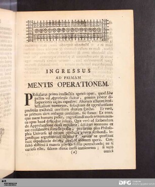 Ingressus Ad Primam Mentis Operationem.
