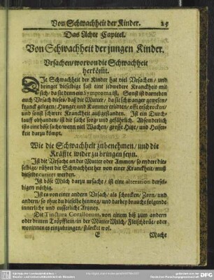 Das Achte Capitel. Von Schwachheit der jungen Kinder