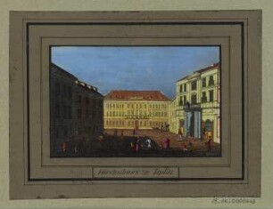 Ansicht vom Fürstenhaus in Teplitz, Radierung, 1840 : Fürstenhaus zu Teplitz, [ca. 1840]. - 1 Kunstblatt : kol. Radierung ; 10,0 x 6,5 cm