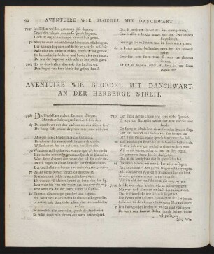 Aventuire Wie Bloedel Mit Danchwart. An Der Herberge Streit