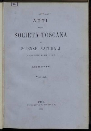 9: Atti della Società Toscana di Scienze Naturali