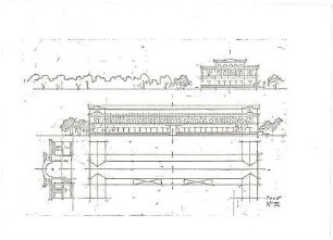 Döllgast, Hans; München; Alte Pinakothek, Wiederaufbau - Grundriss; Ansichten
