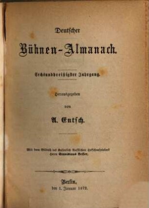 Deutscher Bühnenalmanach. 36. 1872