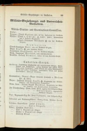 Militär=Erziehungs= und Unterrichts=Anstalten.