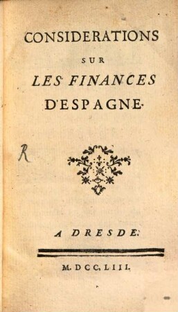 Considerations Sur Les Finances D'Espagne