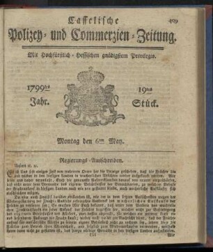 19tes Stueck, Montag den 6ten May 1799