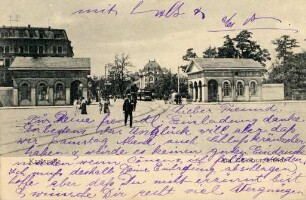 Postkartenalbum mit Motiven von Karlsruhe. "Karlsruhe. Am Mühlburger Tor"