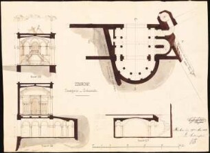 Schloss von Dr. Strousberg, Zbirow Umbau: Orangerie: Grundriss, Querschnitte