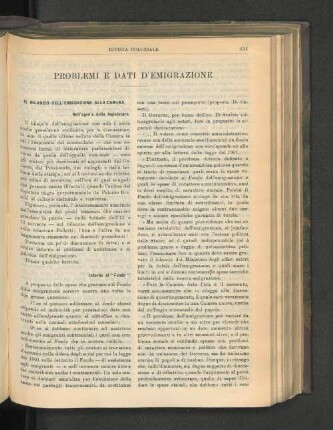 Problemi E Dati D'Emigrazione.
