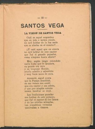 La visión de Santos Vega