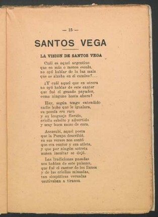 La visión de Santos Vega