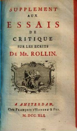 Supplement aux Essais de critique sur les ecrits de Mr. Rollin