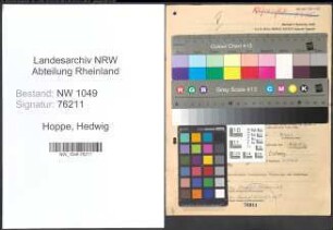 Entnazifizierung Hedwig Hoppe , geb. 24.09.1900 (Kindergaertnerin)