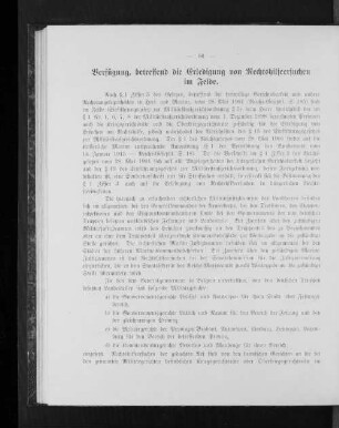 Verfügung, betreffend die Erledigung von Rechtshilfeersuchen im Felde