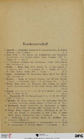 Kunstwissenschaft (Nr. 1-161)