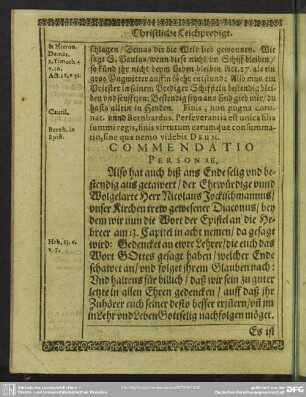 Lebenslauf : Commendatio Personae